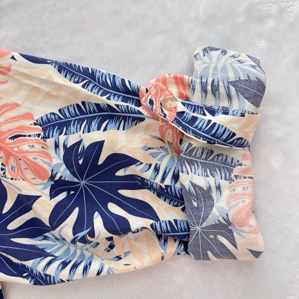 MUK LUKS Long Sleeve Wide Leg Tropical Print Utility Jumpsuit--NWT--2X - Picture 11 of 16